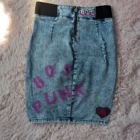 Nicki Minaj retro 80s aesthetic acid washed custom punk skirt- SOLD@hosted store - Picture 11 of 16
